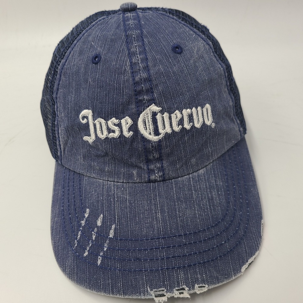 Jose Cuervo Hat‎ Adjustable Trucker Mesh Blue Distressed Tequila Casual Wear Men